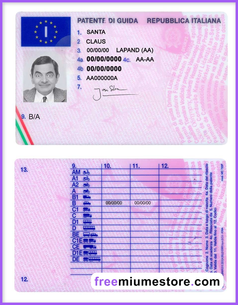 Italy Driver license PSD Template Download